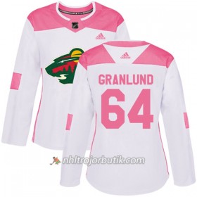 Dame Ishockey Minnesota Wild Tröja Mikael Granlund 64 Adidas 2017-2018 Vit Rosa Fashion Authentic
